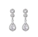Rhodium Plated Sterling Silver Earrings with Chatons and Zircon Drops 37.190€ #5006299114720